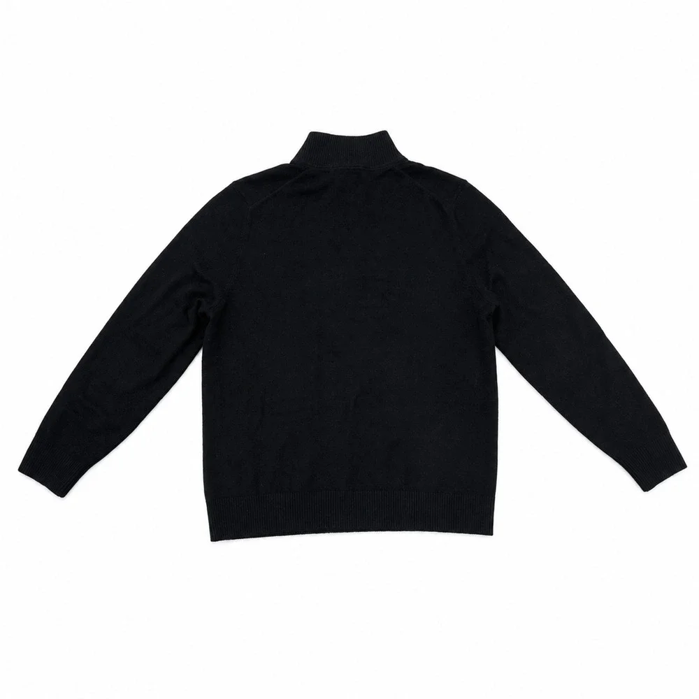 Lands’ End Men’s Black 100% Cashmere Quarter Zip Sweater Size Large 42-44